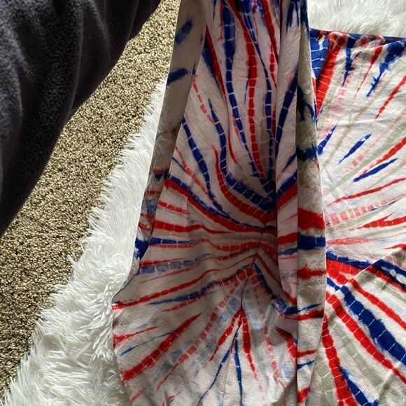 Volcom Tie Dye Red White & Blue Top Size XS - Picture 2 of 6